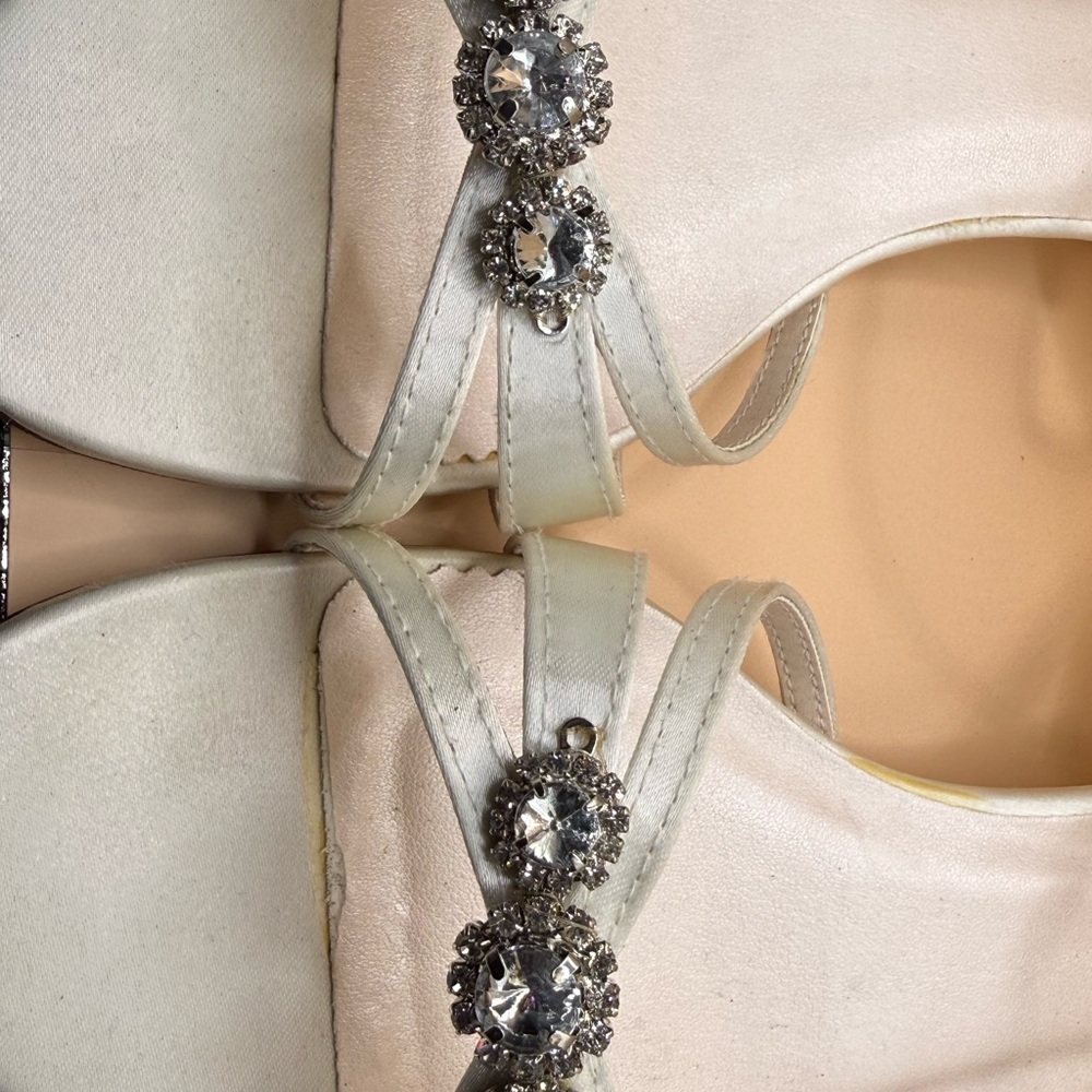 David's Bridal dyed light Ivory Sandals with Rhinestone Detail - Picture 2 of 13